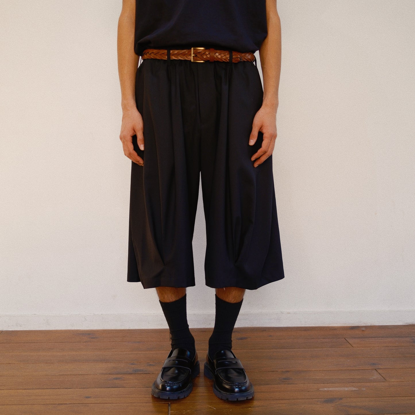 Pleated Balloon Dress Pants  Black