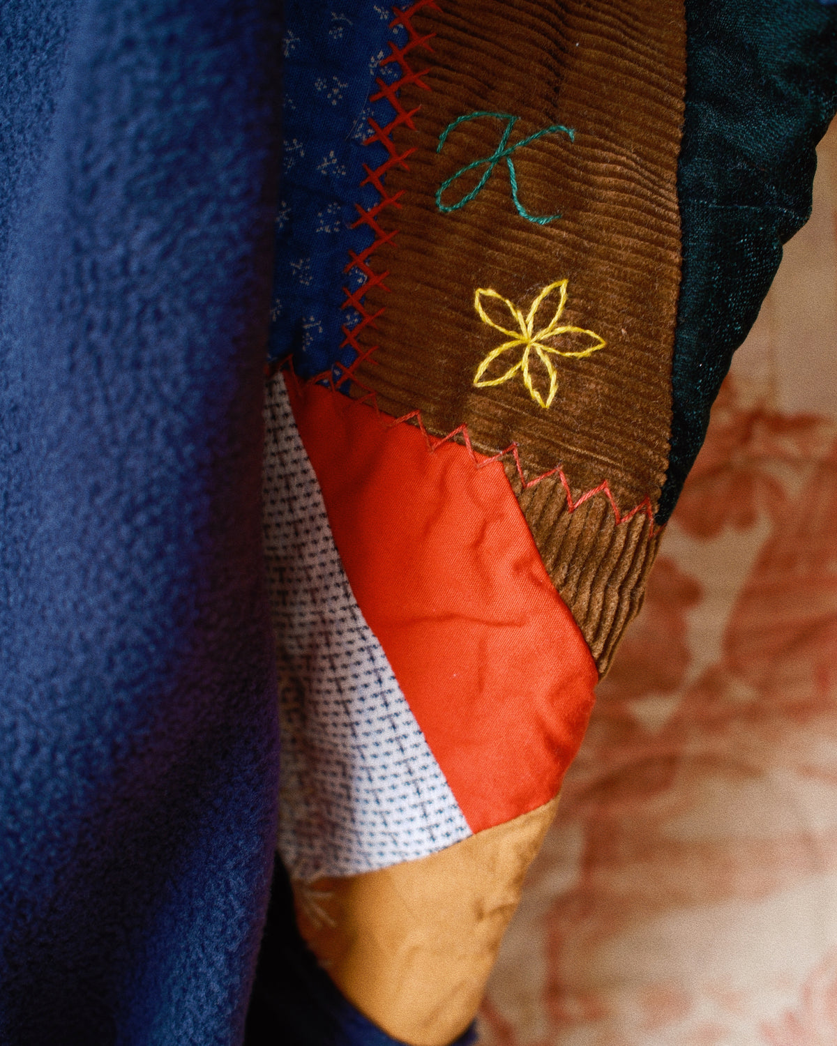 Quilt fleece pullover Navy