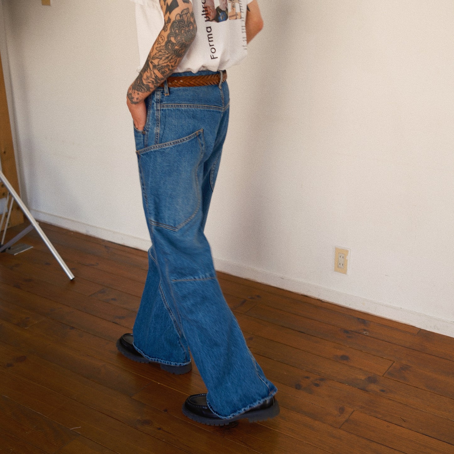 3D Cutting Denim Pants  Indigo