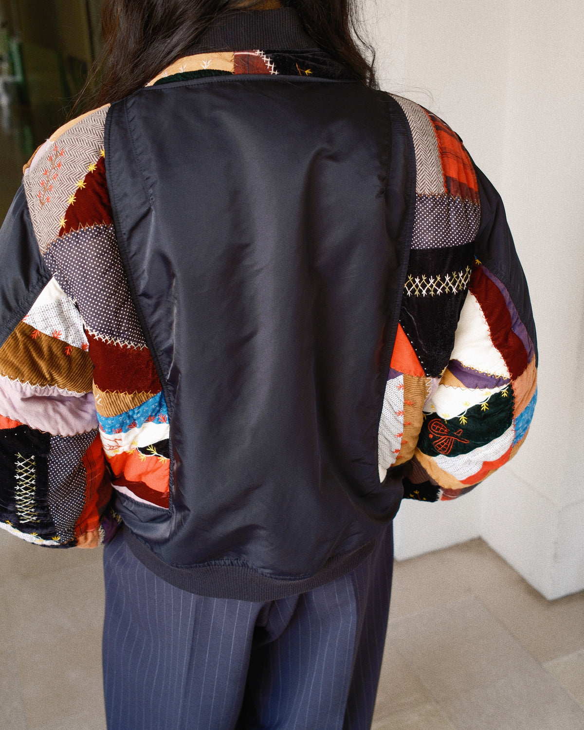 Quilt bomber jacket Black