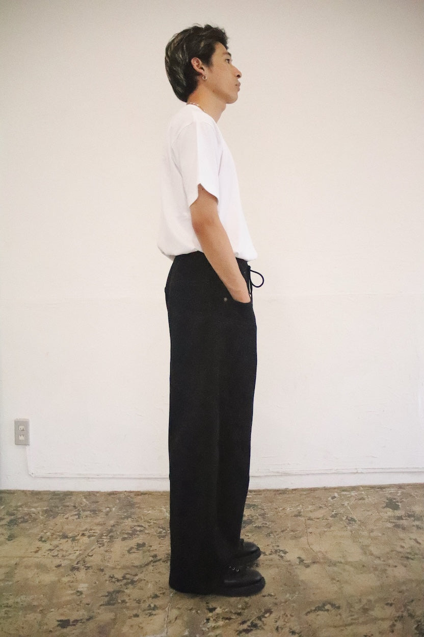 3D cutting sweat pants Black