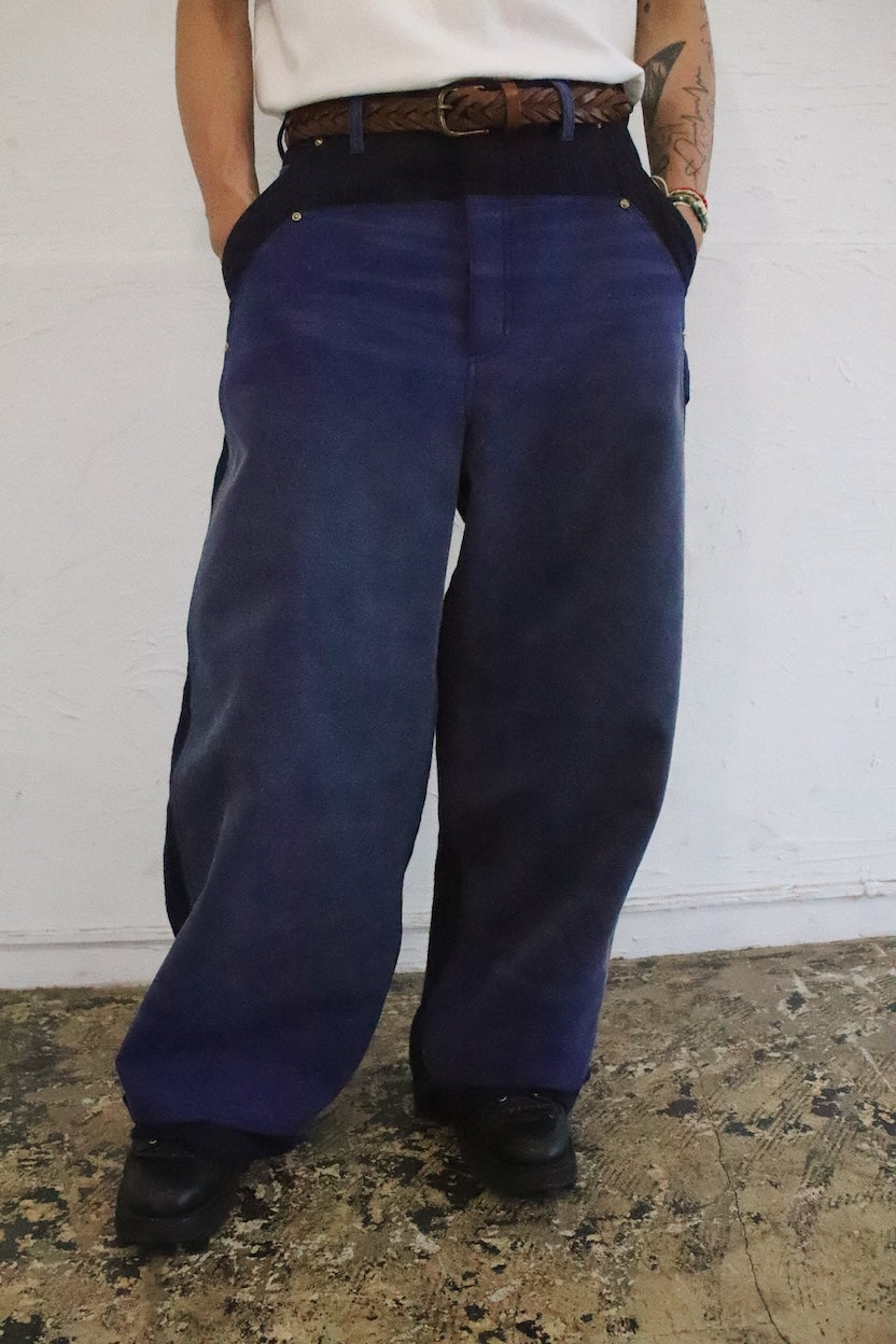 Vintage-eﬀect work pants Blue