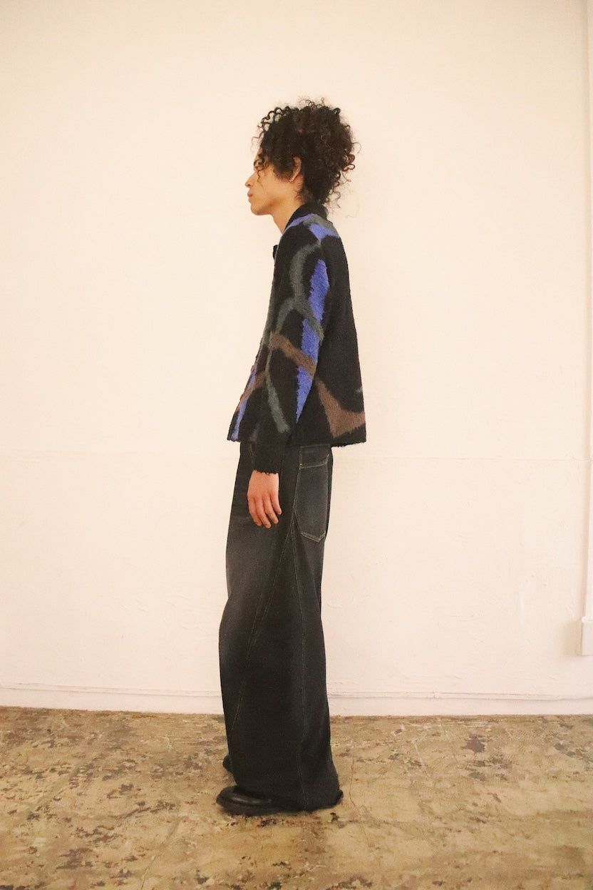 Jacquard-design cardigan Black