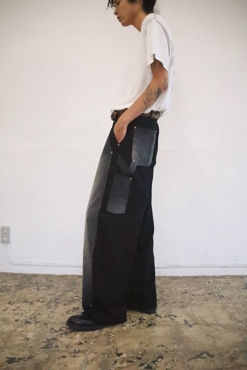 Vintage-eﬀect work pants Black