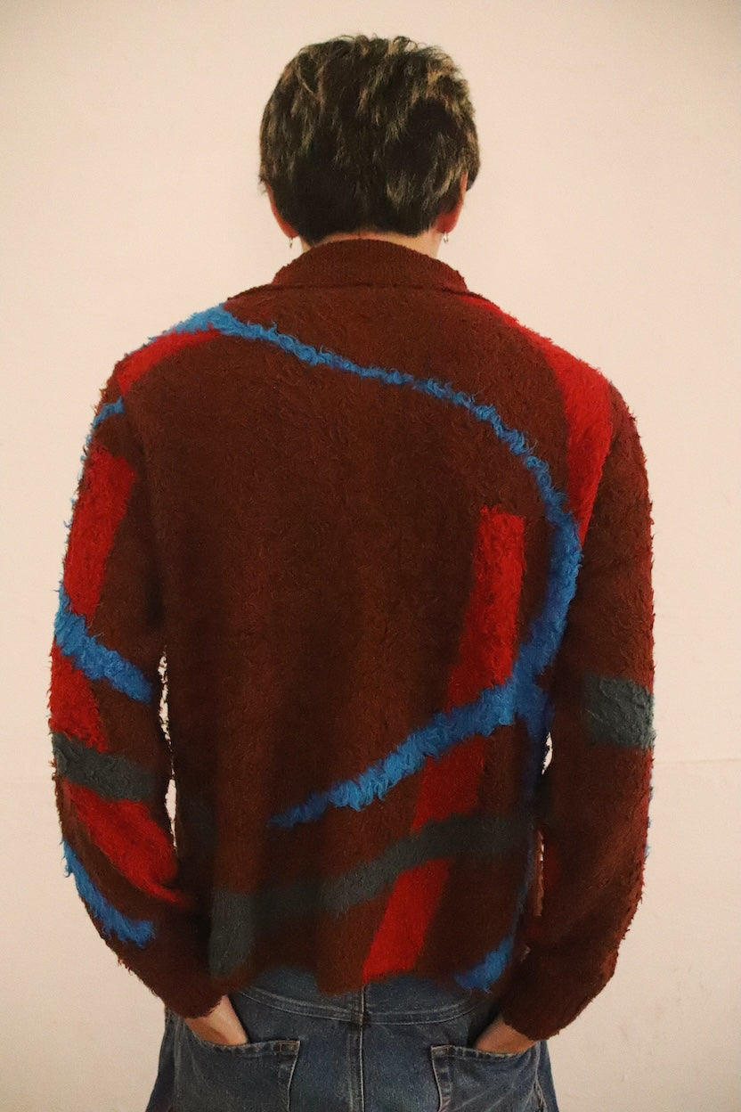 Jacquard-design cardigan Red