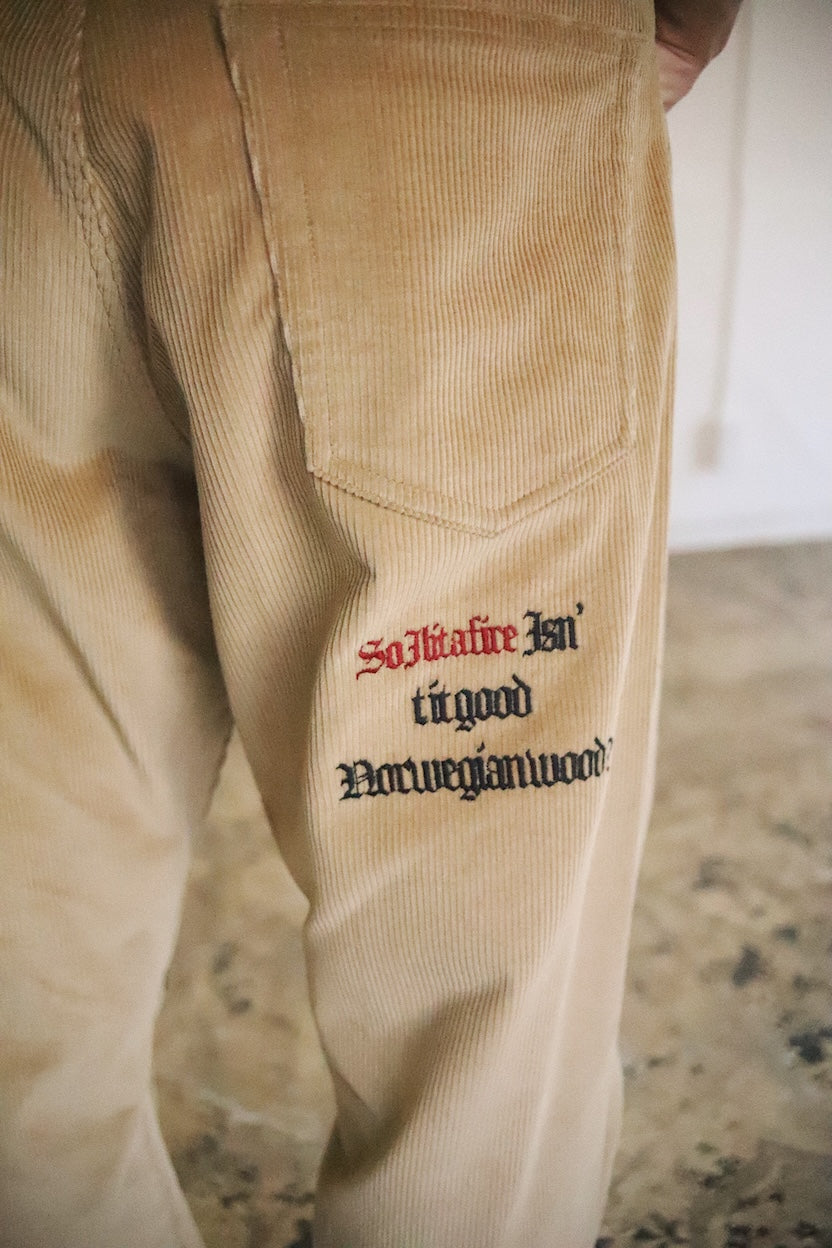 Embroidery-design pants Beige