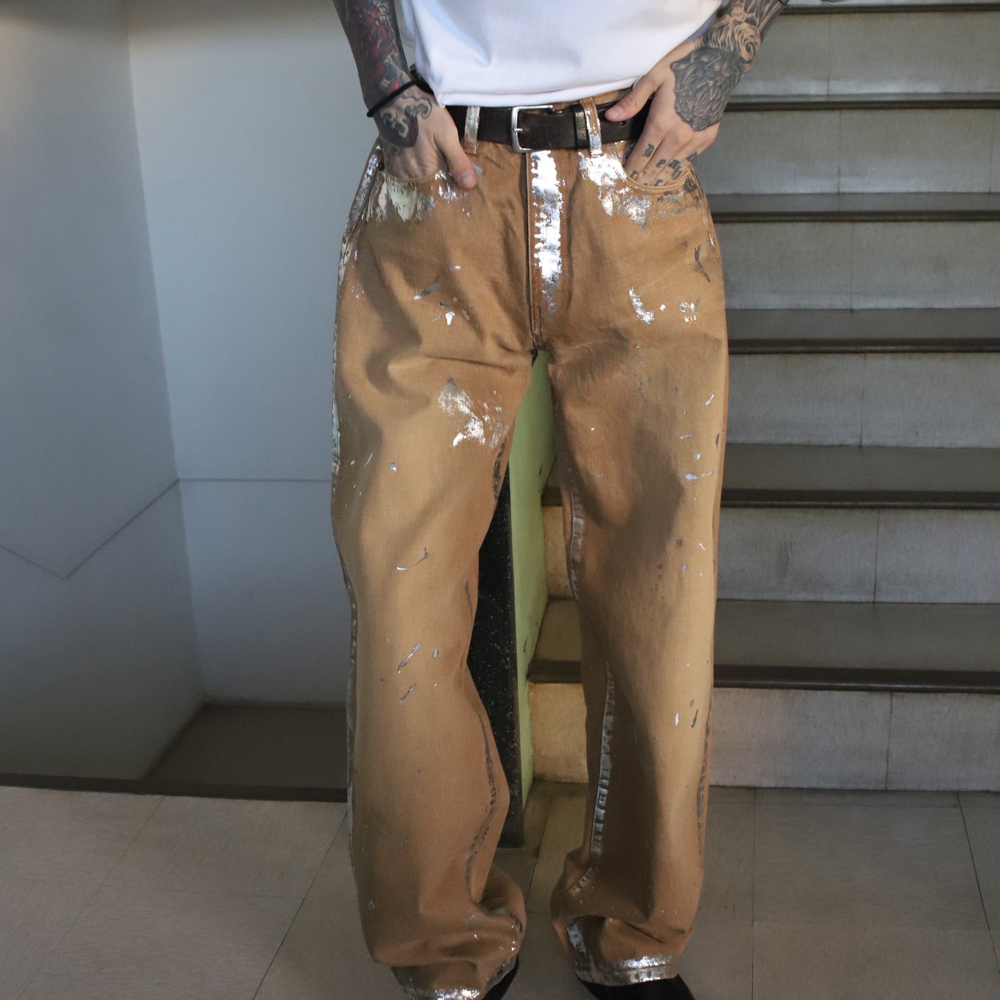 Silver printed pants Brown