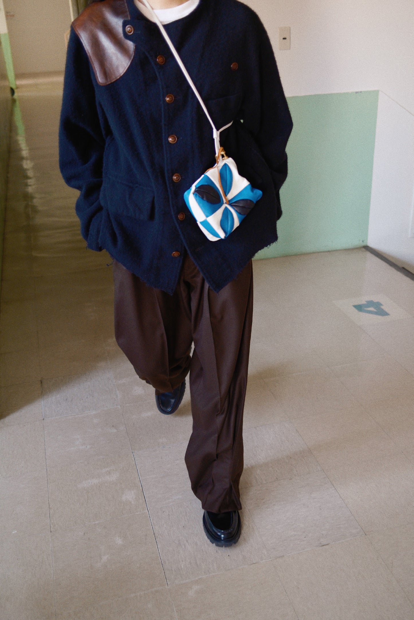 Hand-Patchwork Leather Bag Blue