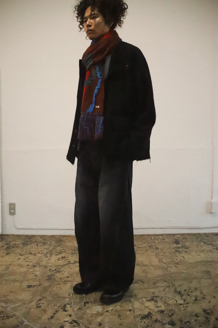 Jacquard-design muﬄer Red