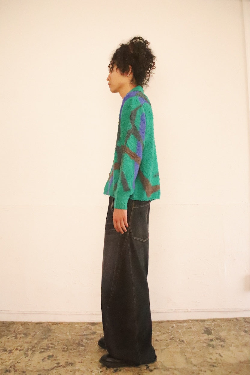 Jacquard-design cardigan Green