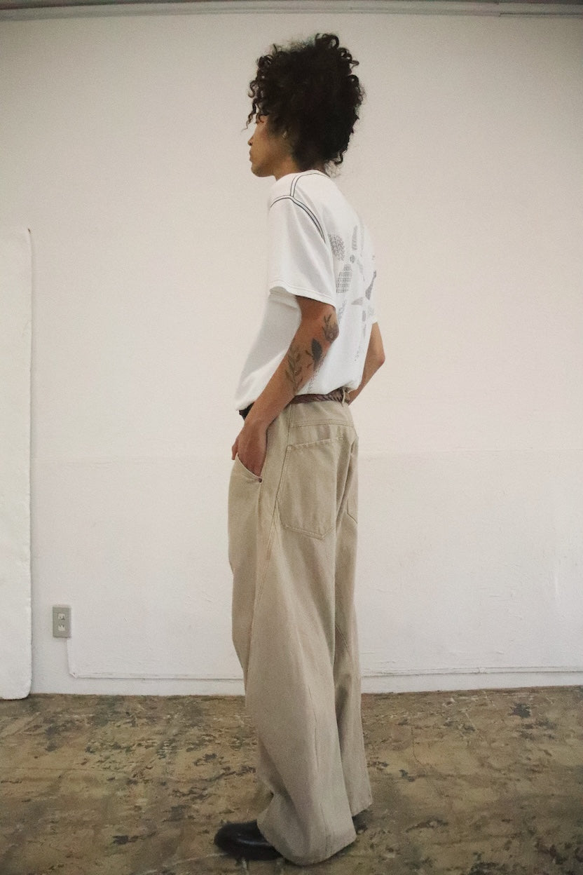 3D cutting denim pants Beige