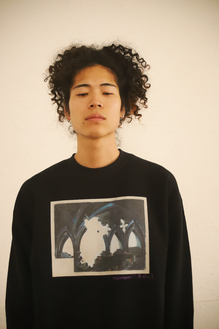 Printed sweat shirt Black