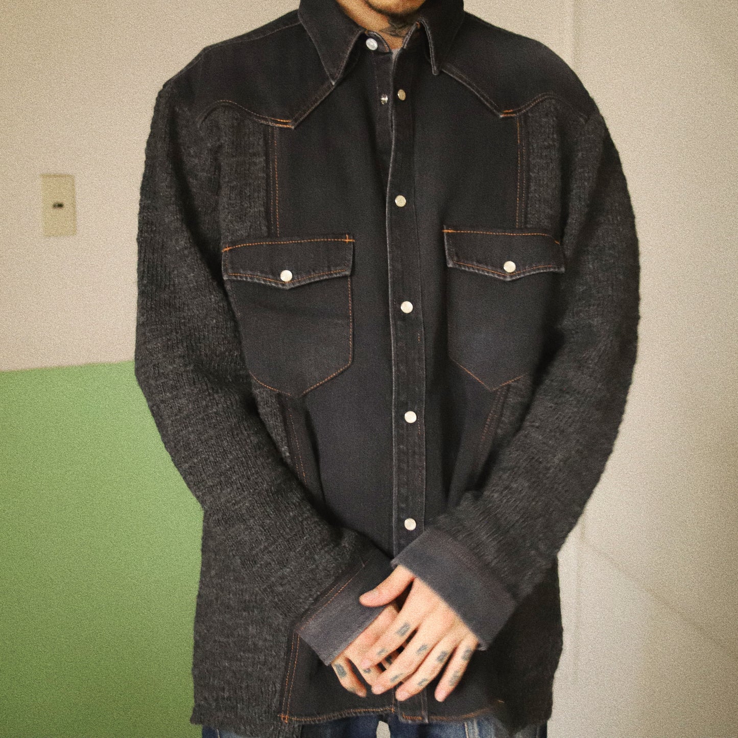 Western shirt knit Black