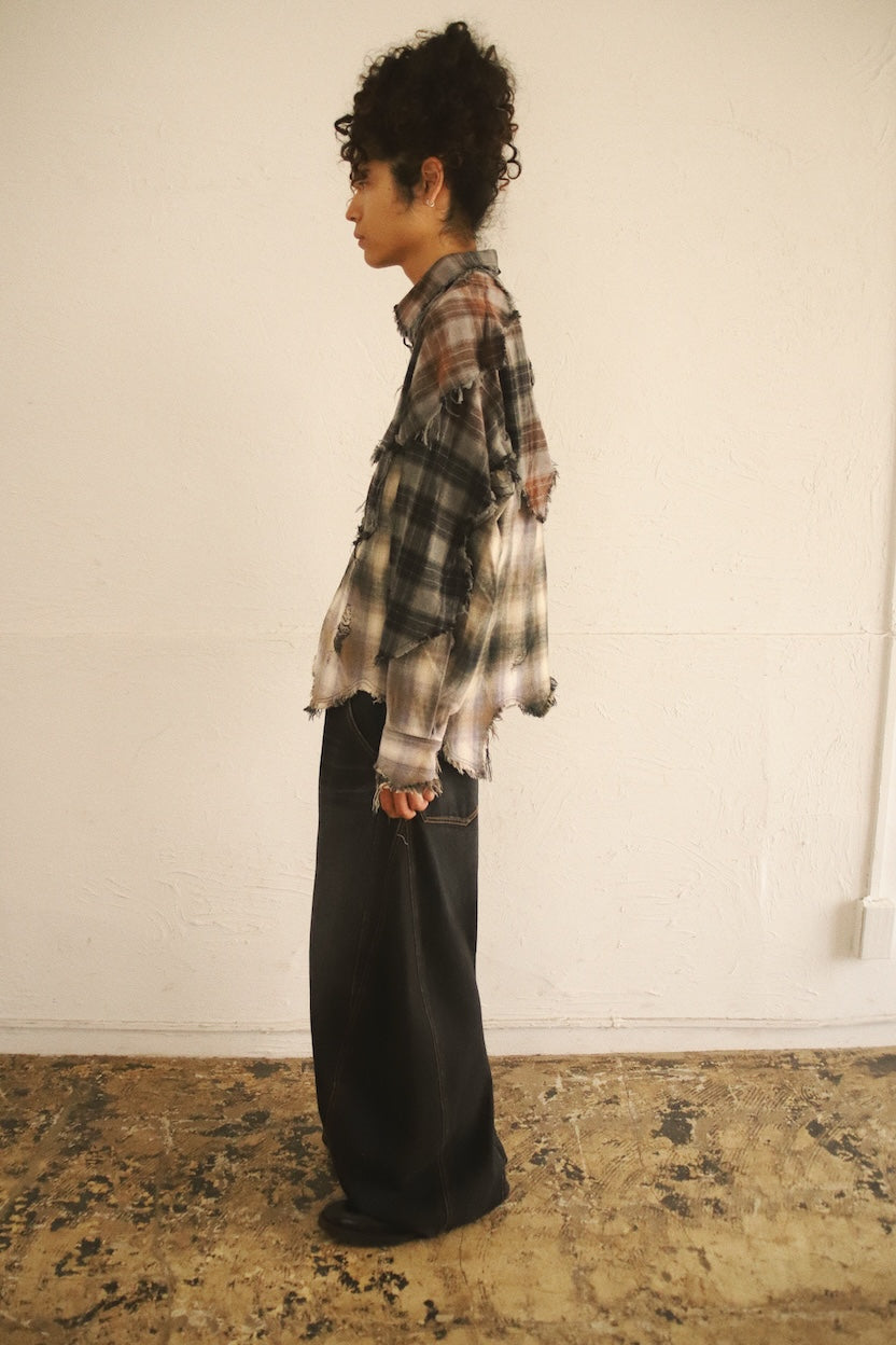 Vintage-eﬀect checked shirt Black