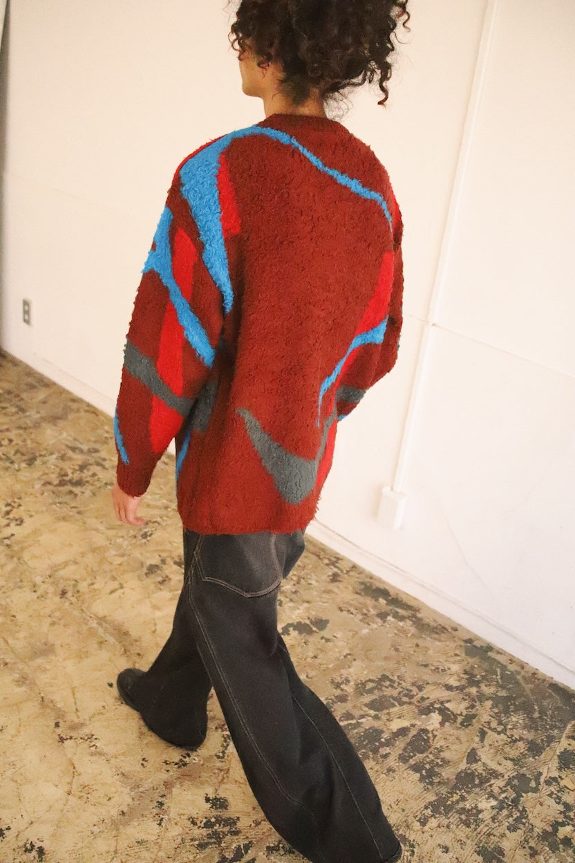 Jacquard-design knit Red