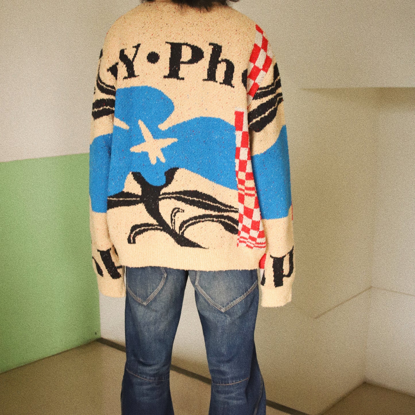 Intarsia-knit jumper Beige