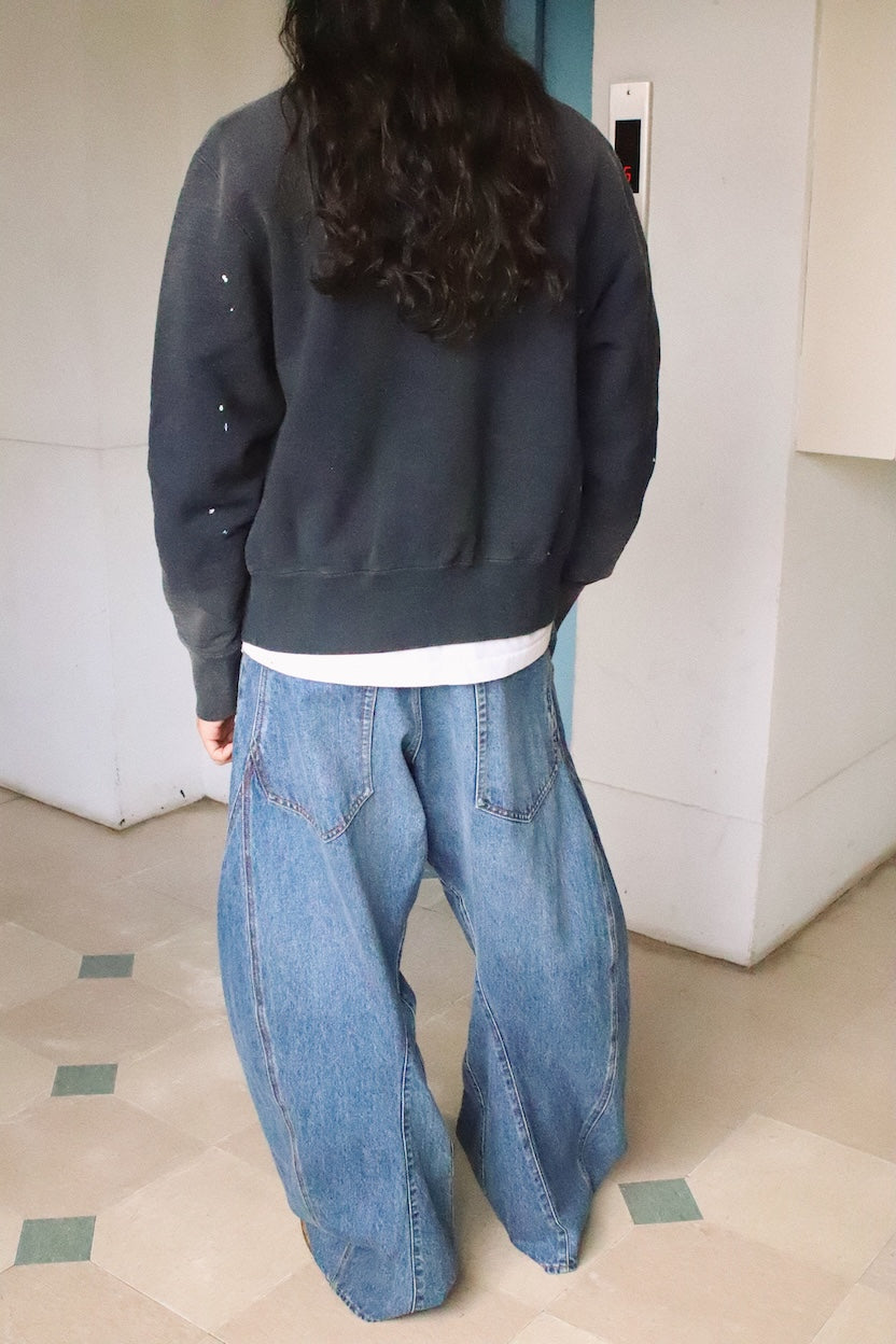 Vintage-eﬀect sweat cardigan Black