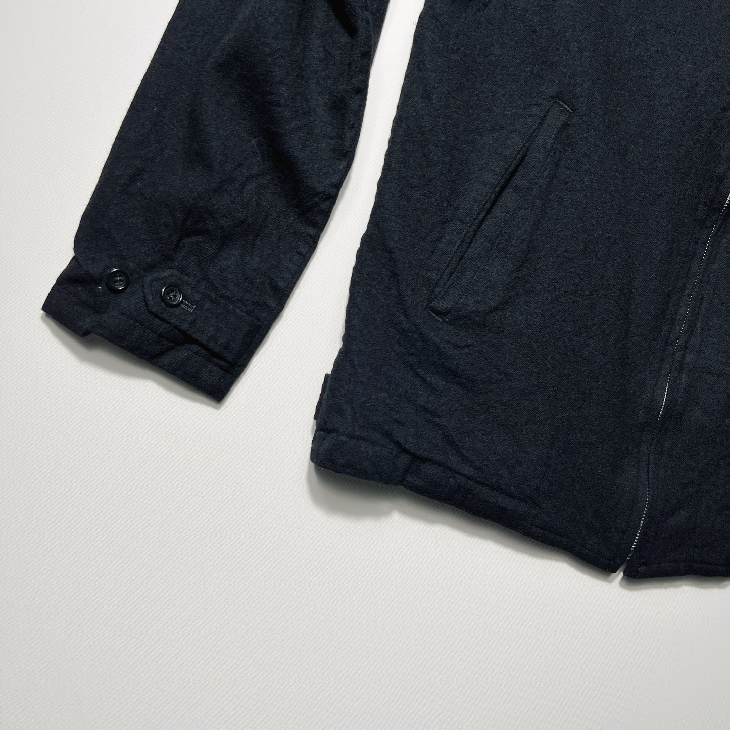 Washed wool zip up jacket Black