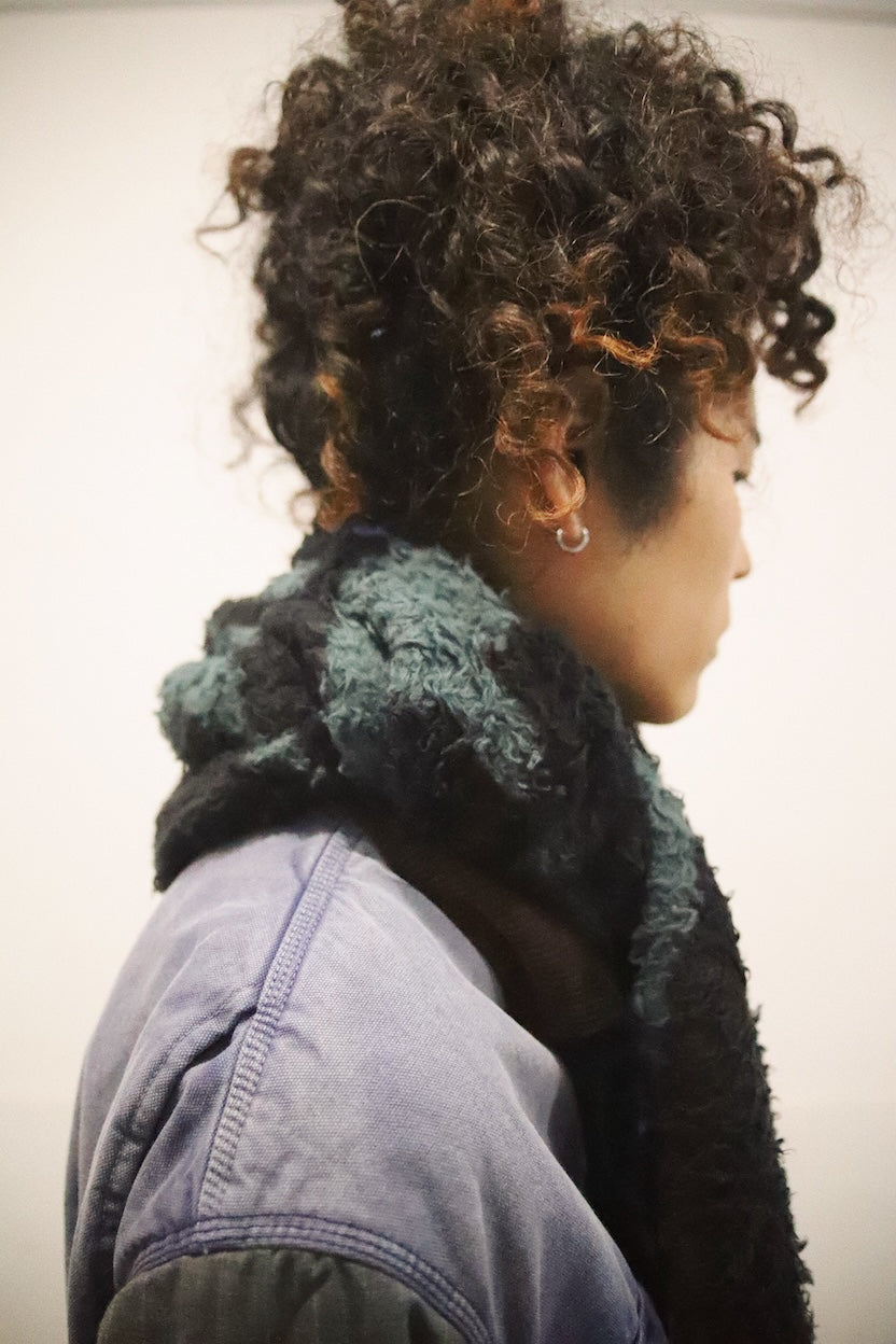 Jacquard-design muﬄer Black