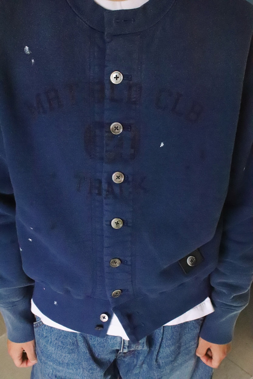 Vintage-eﬀect sweat cardigan Navy