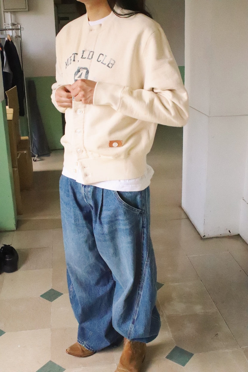 Vintage-eﬀect sweat cardigan Oatmeal