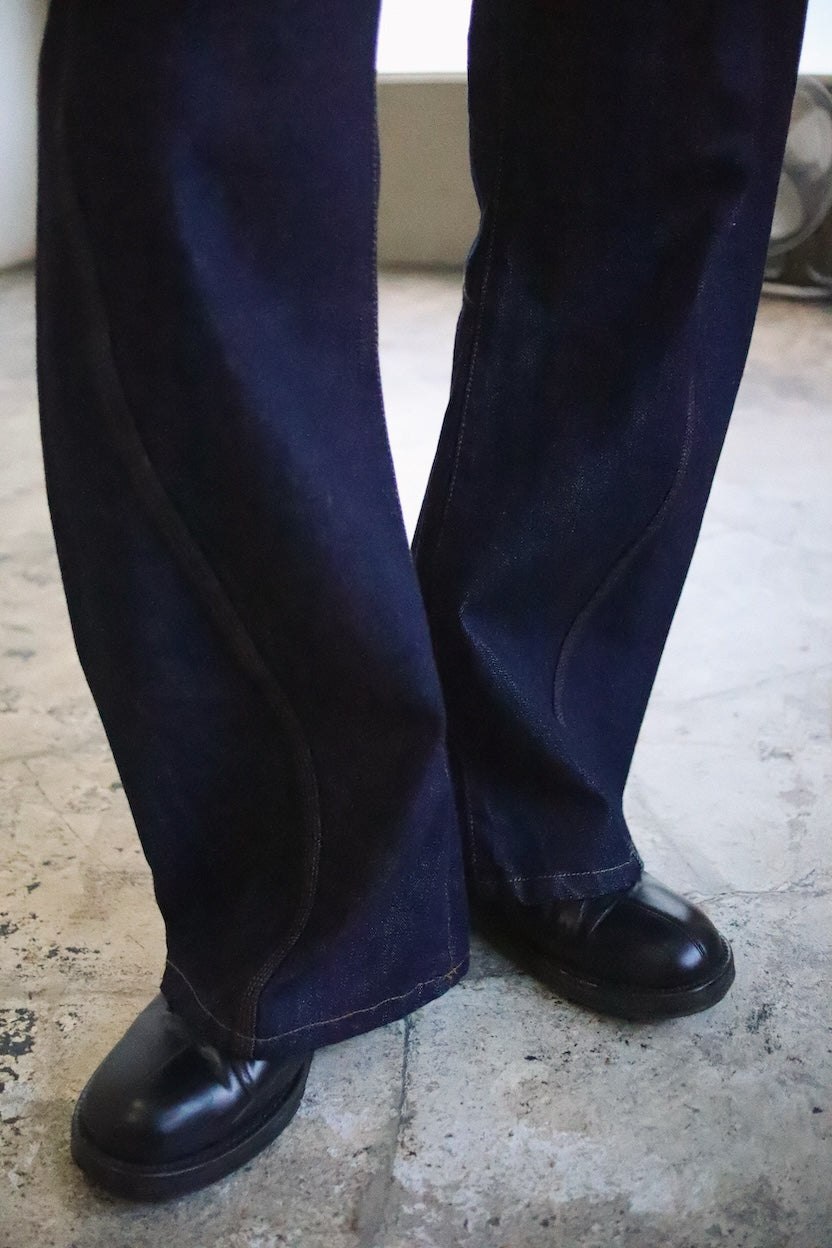 3D cutting denim pants Indigo