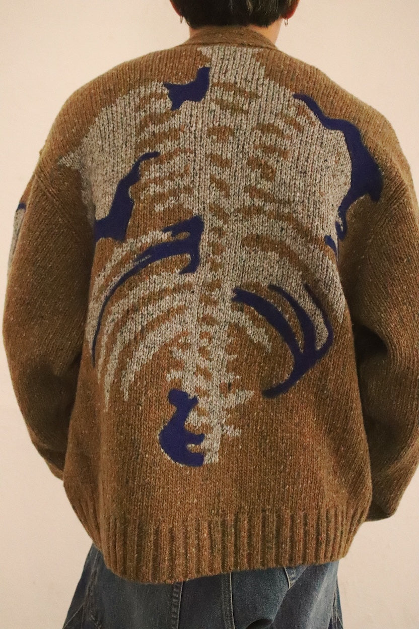 Needle punched cardigan Brown