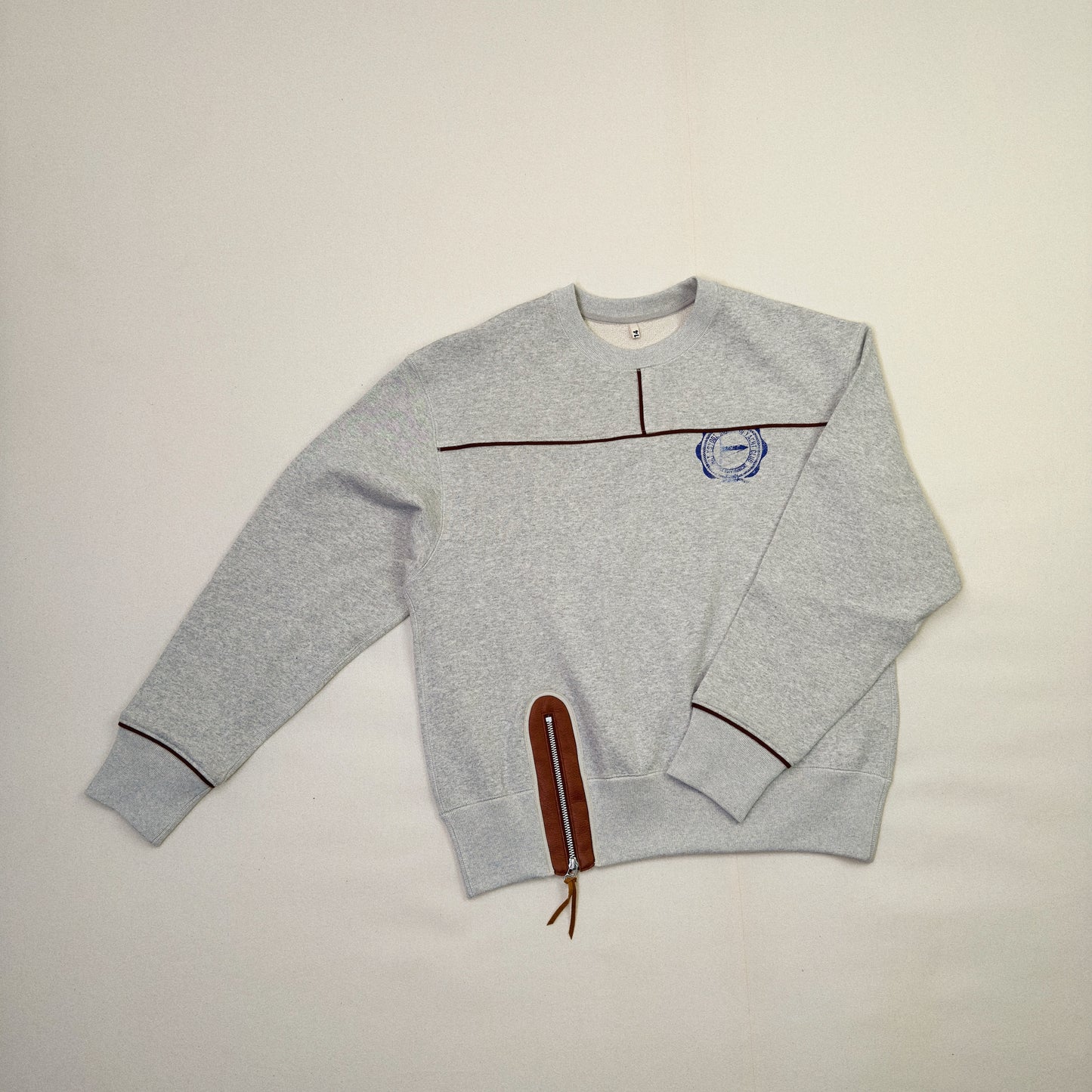 Leather-Trimmed Sweatshirt  Oatmeal