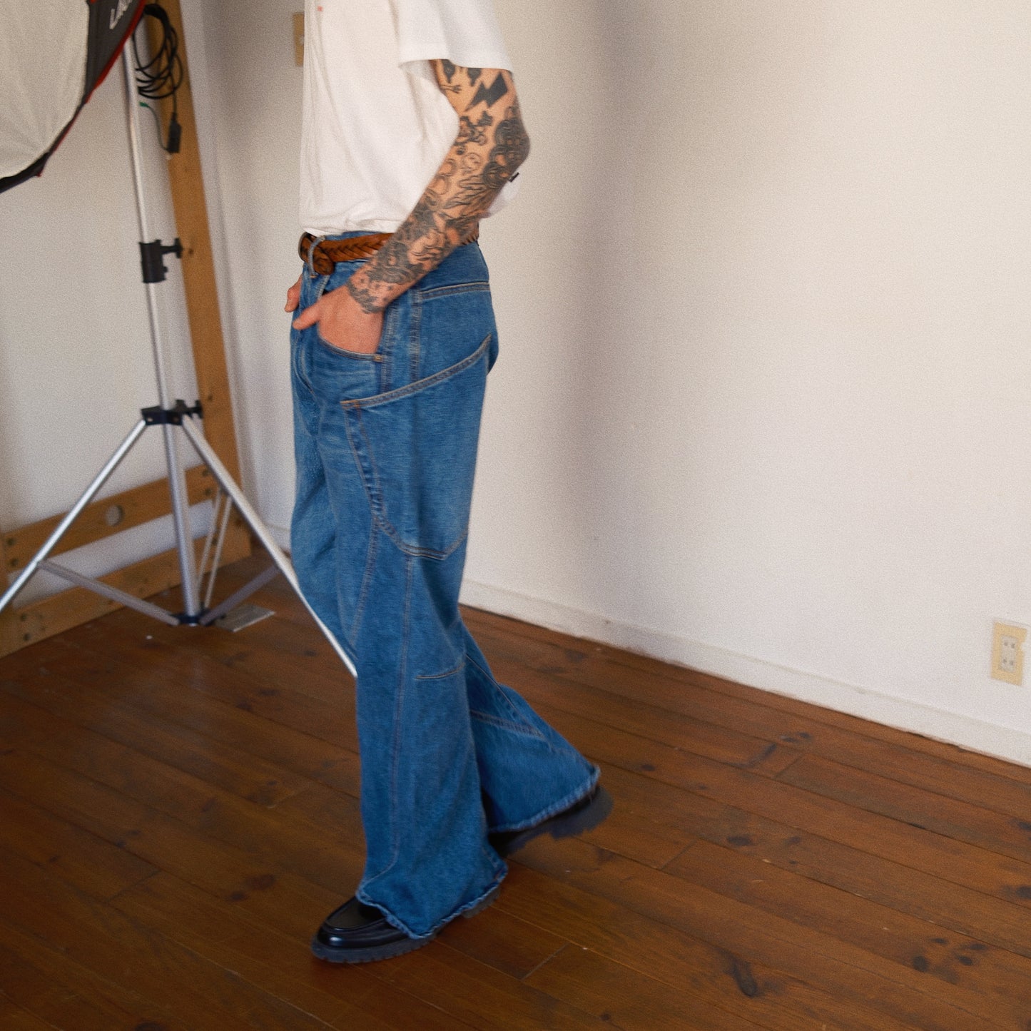 3D Cutting Denim Pants  Indigo