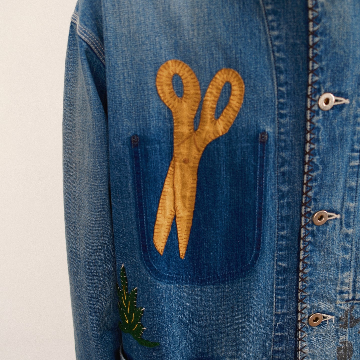 Hand-Embroidered Denim Coverall Indigo