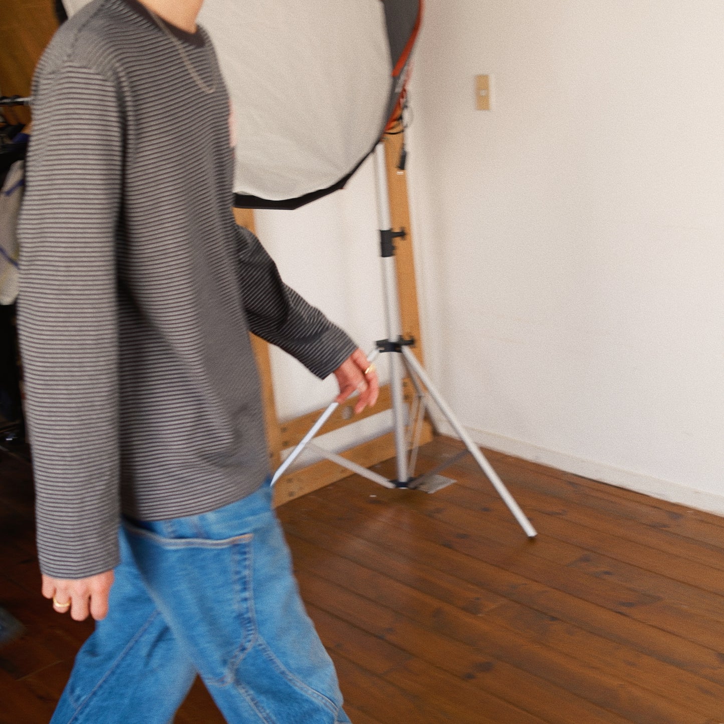 Hand-Embroidered Stripe Long Sleeve T-Shirt Black