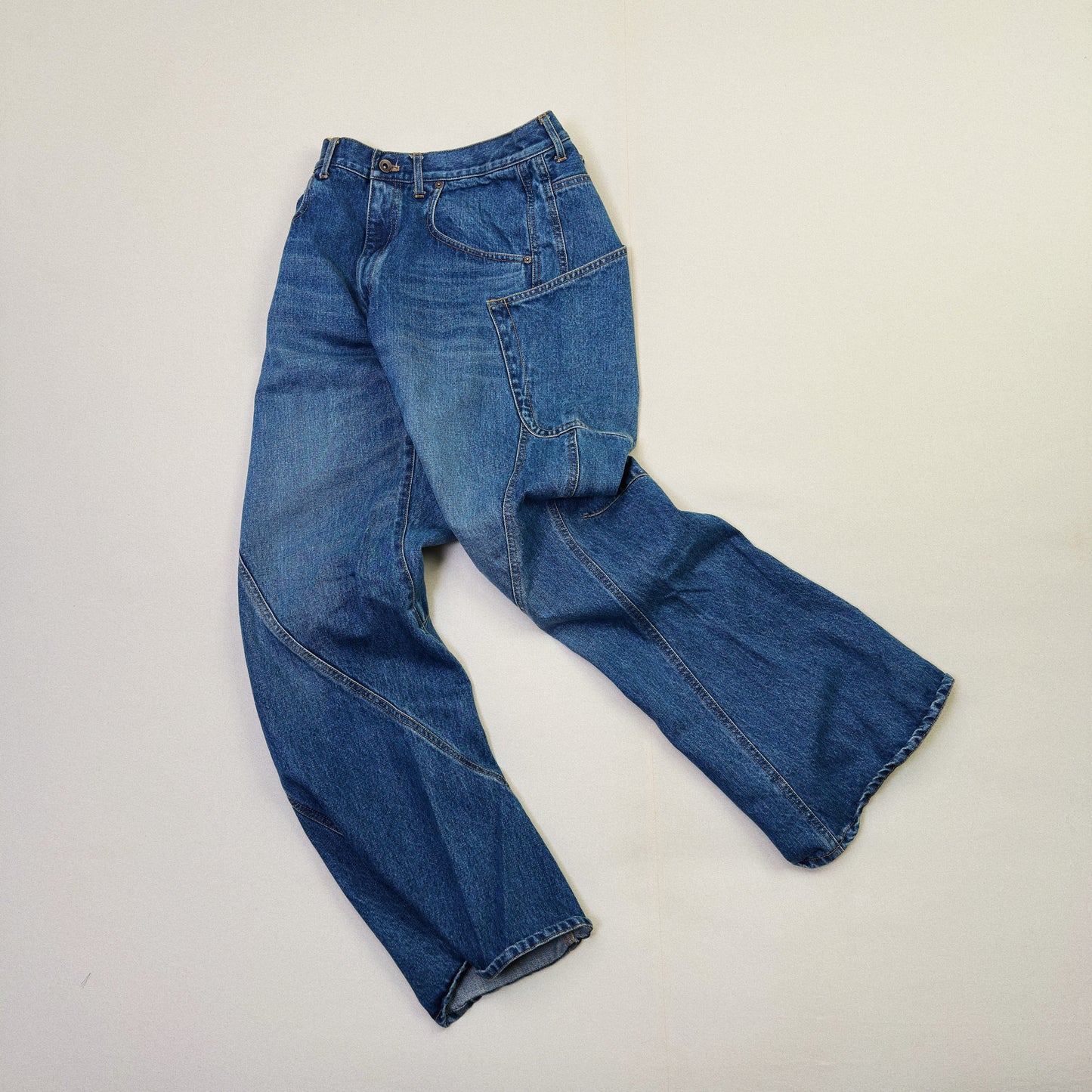 3D Cutting Denim Pants  Indigo