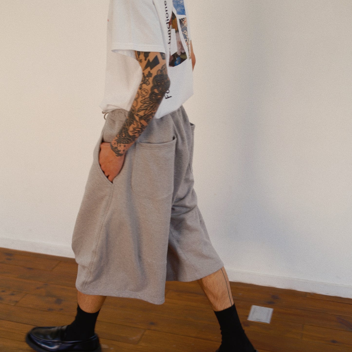 Pleated Balloon Sweat Pants Gray