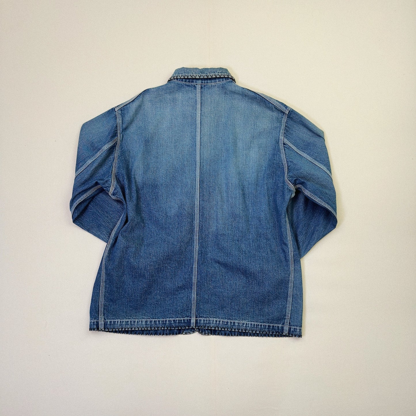 Hand-Embroidered Denim Coverall Indigo