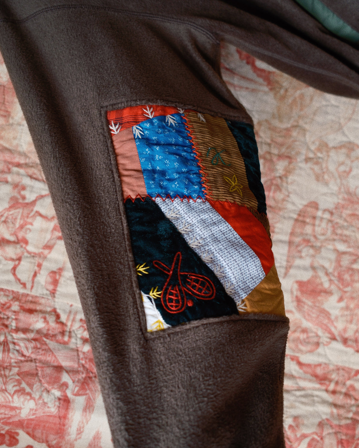 Quilt fleece pullover Khaki