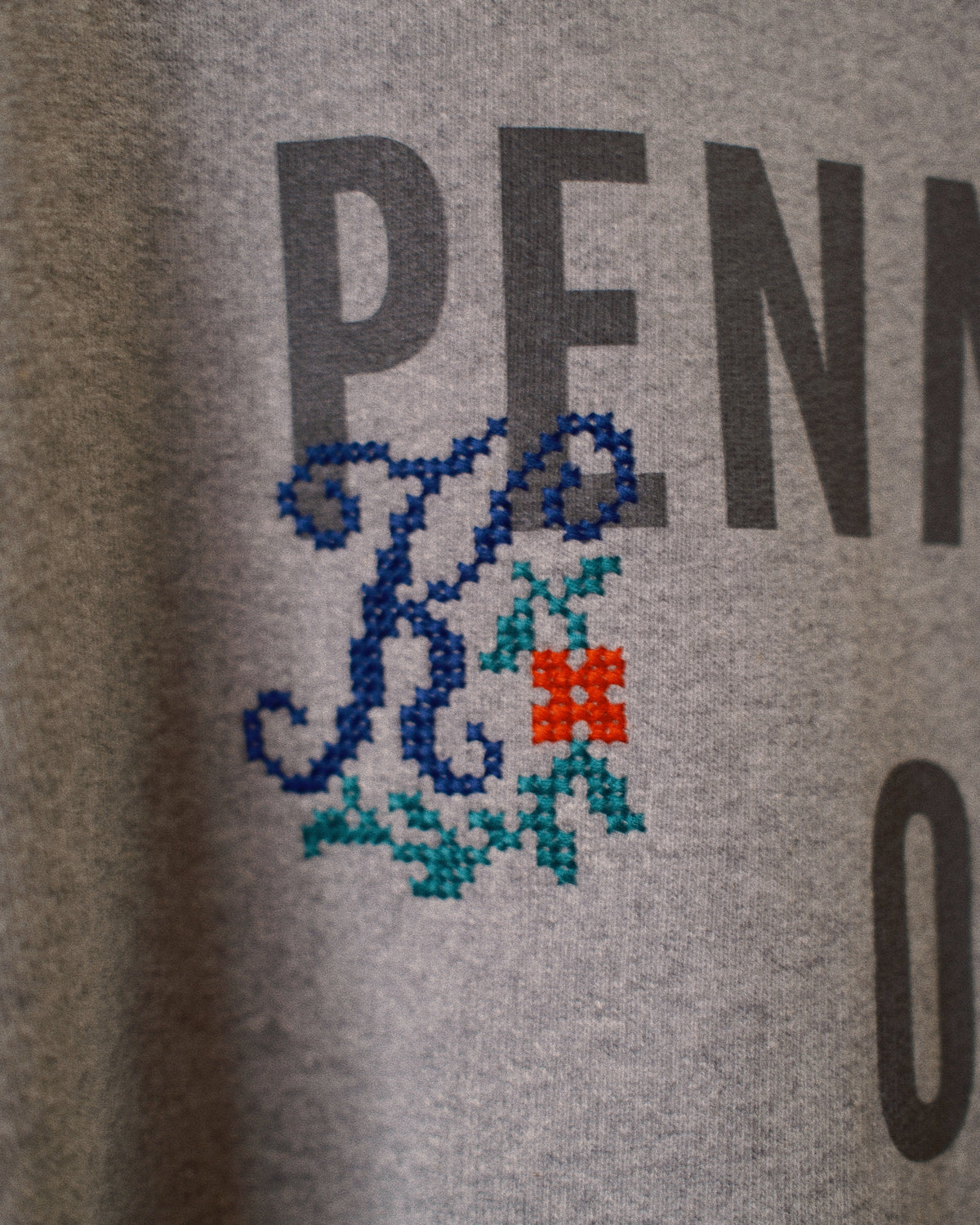Hand-stitched sweatshirt Gray