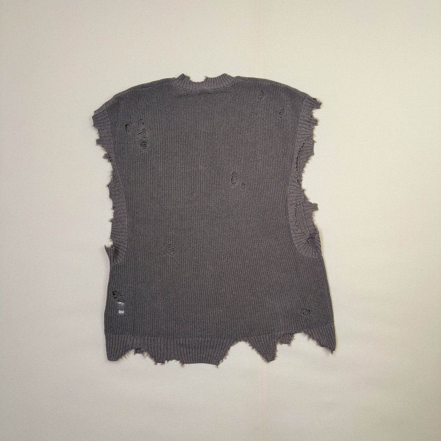 Destroyed Knit Vest Gray