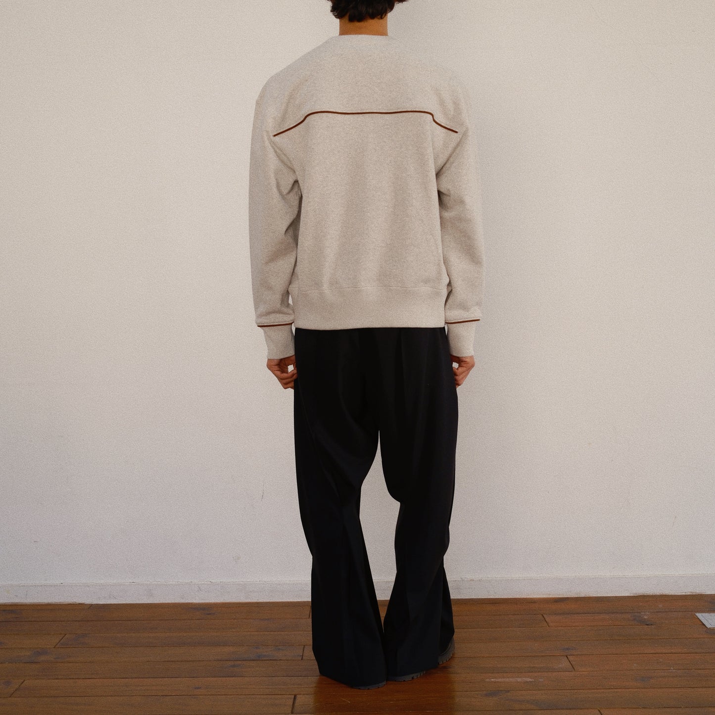 Leather-Trimmed Sweatshirt  Oatmeal