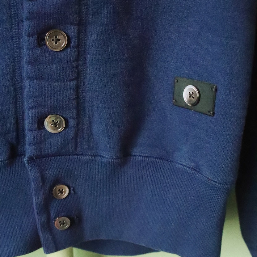 Vintage-eﬀect sweat cardigan Navy