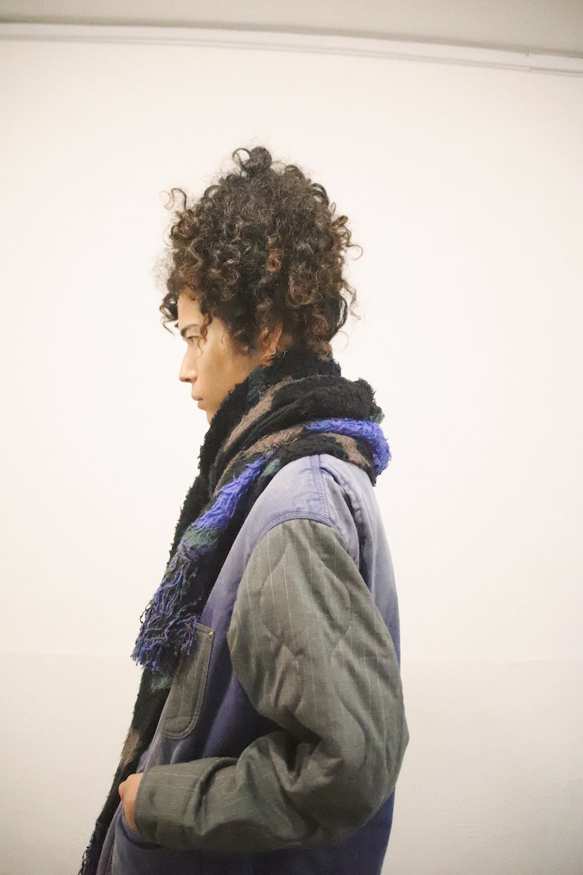 Jacquard-design muﬄer Black