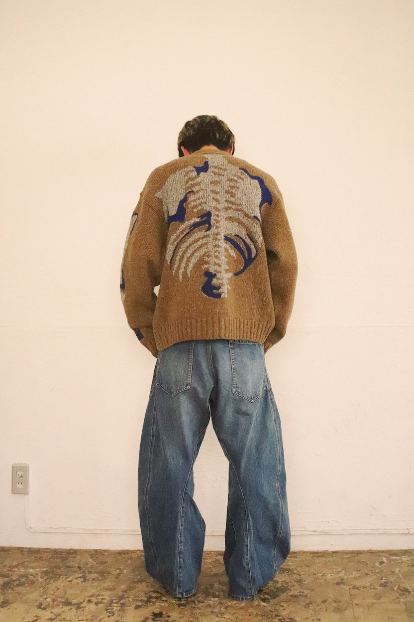 Needle punched cardigan Brown