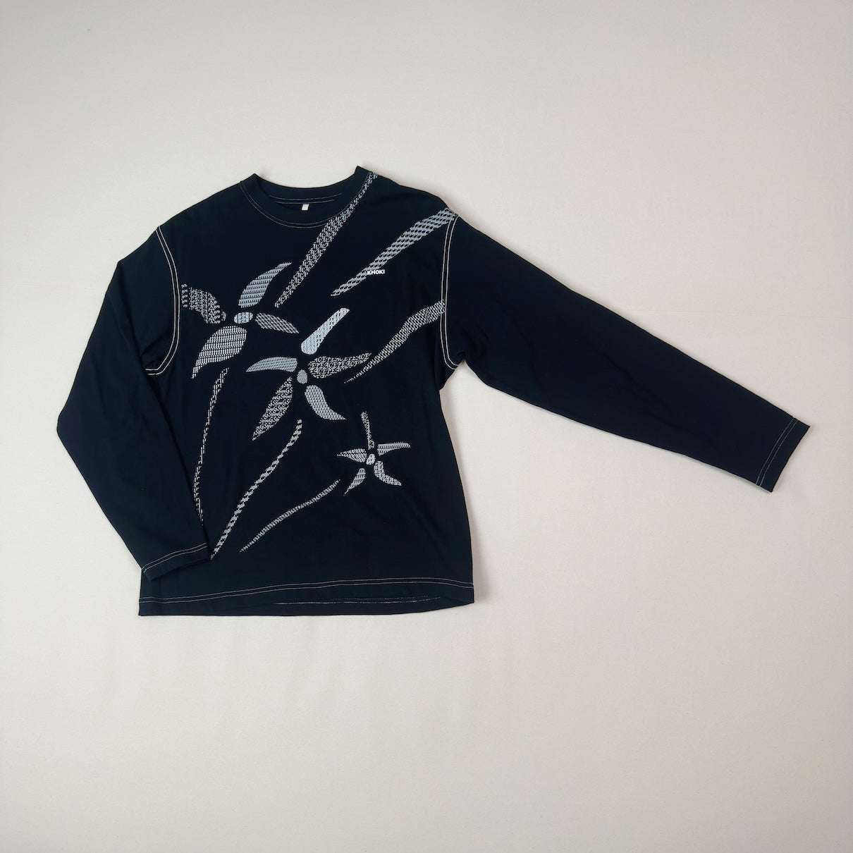 Printed long-sleeve T-shirt Black