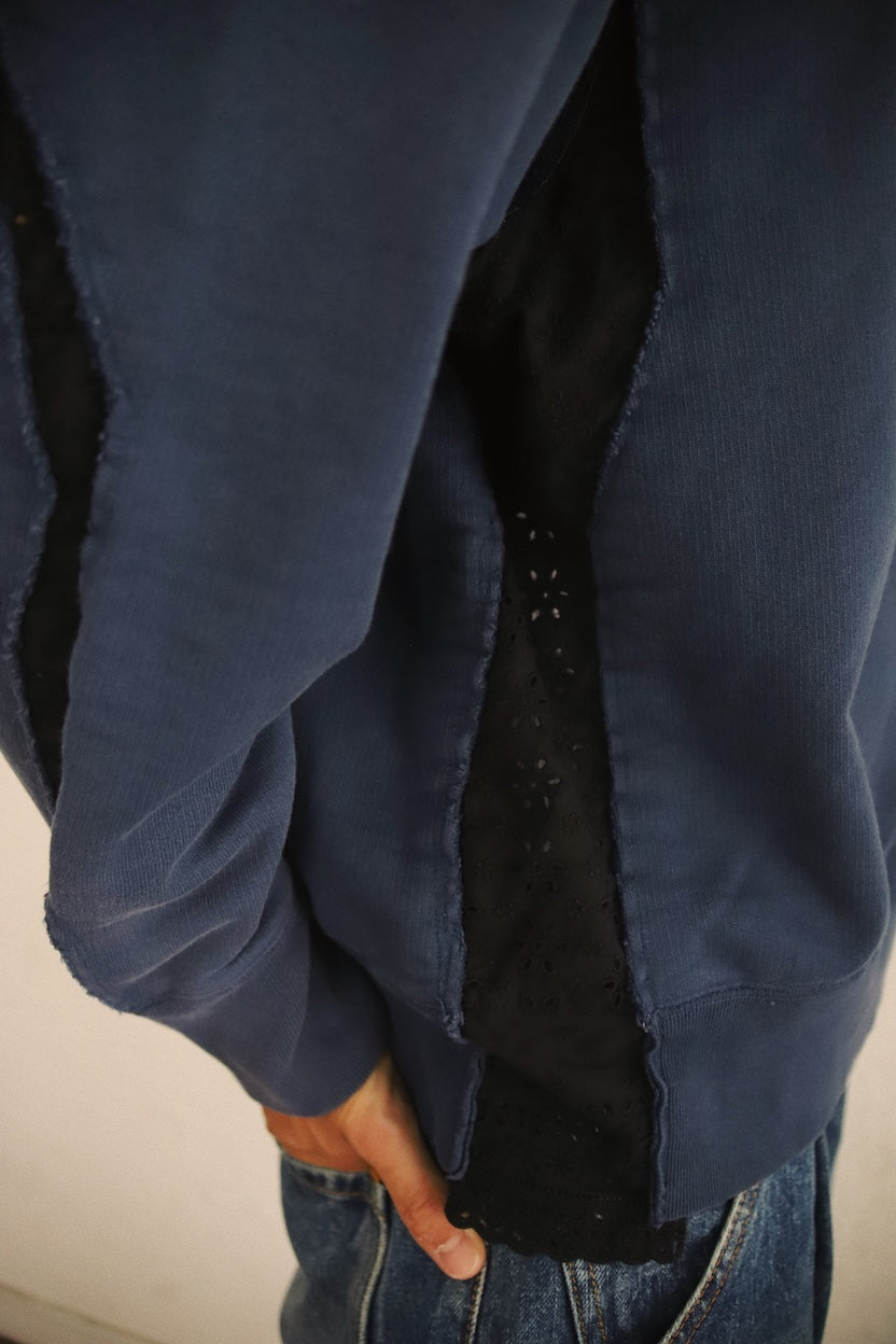 Vintage-eﬀect asymmetric sweat shirt Navy