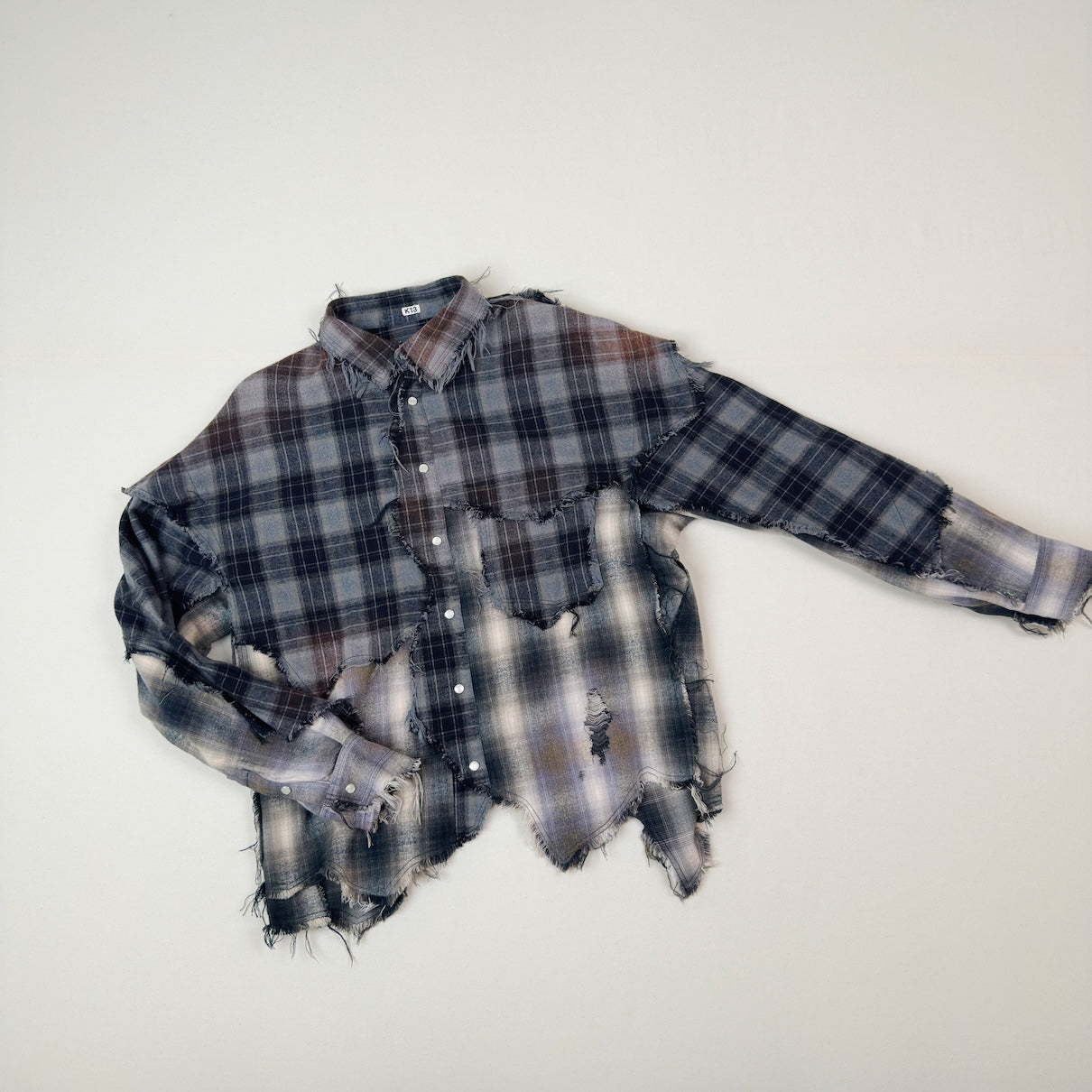 Vintage-eﬀect checked shirt Black