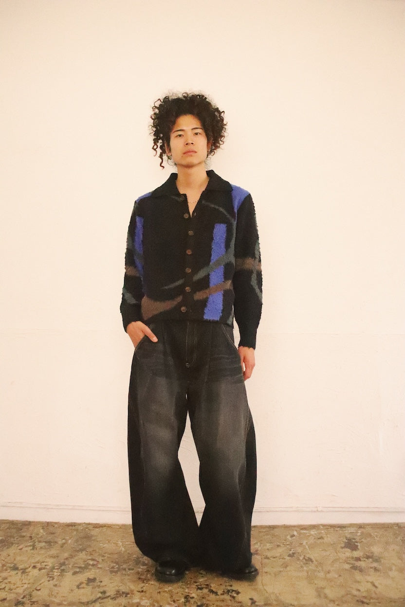 Jacquard-design cardigan Black