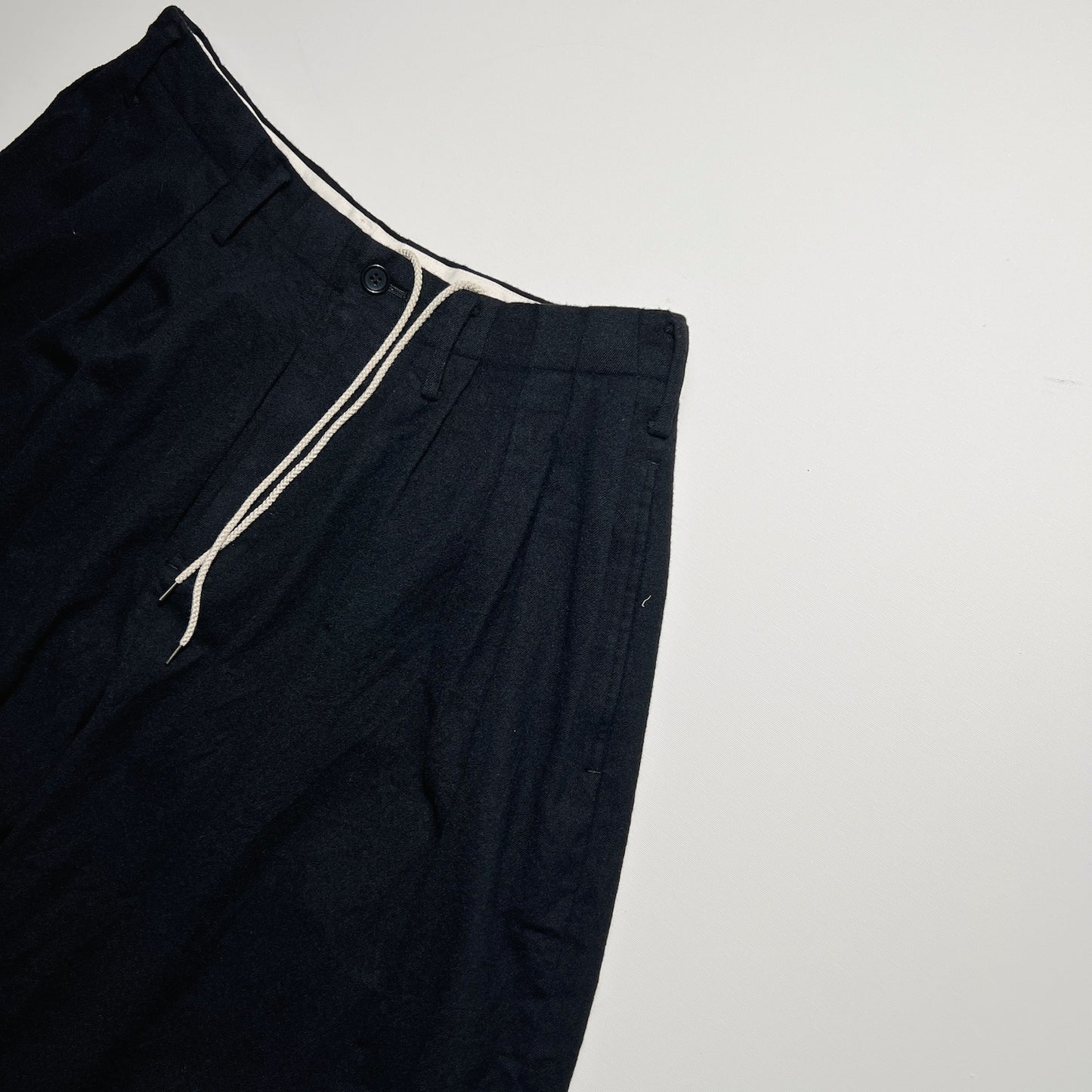 Washed wool balloon pants Black