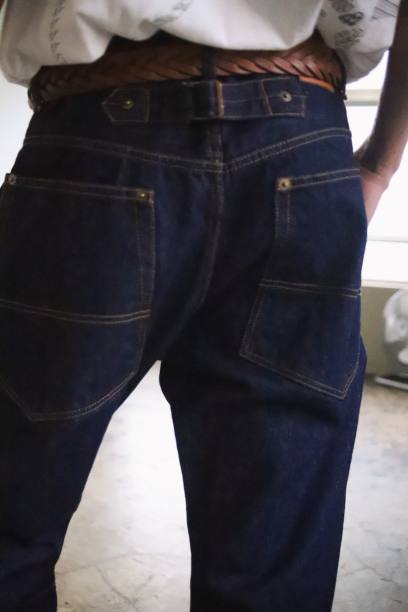 3D cutting denim pants Indigo