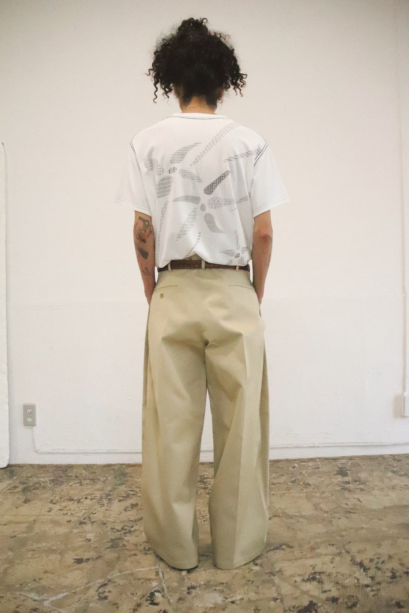 Tuck-detail cotton pants Beige