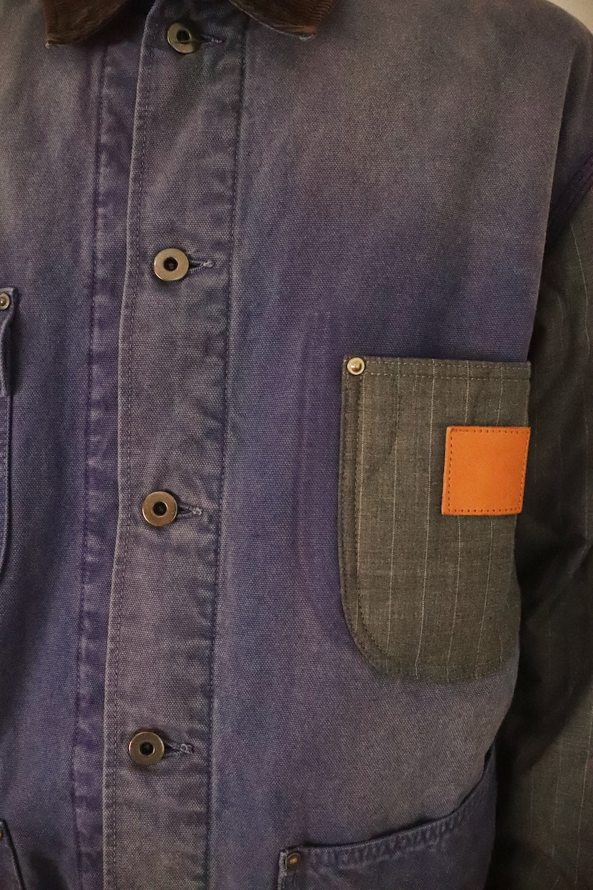 Vintage-eﬀect work coat Blue