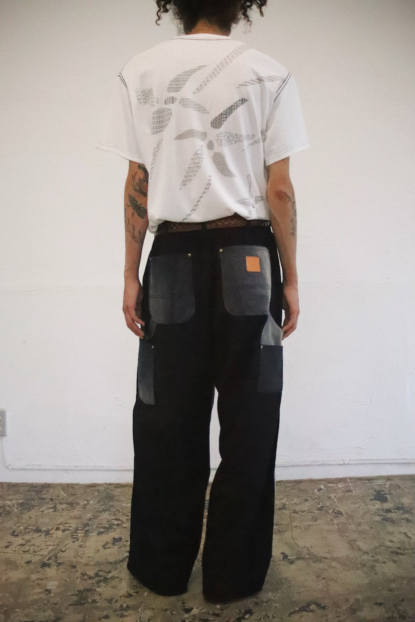 Vintage-eﬀect work pants Black